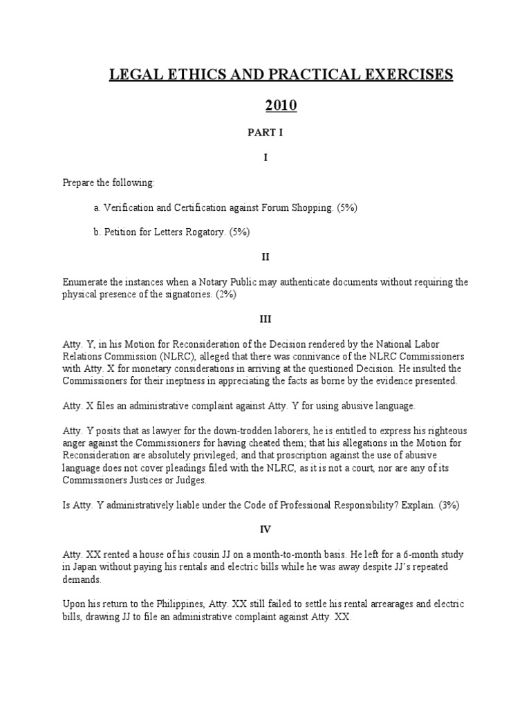Legal Ethics and Practical Exercises PDF Complaint Lawyer