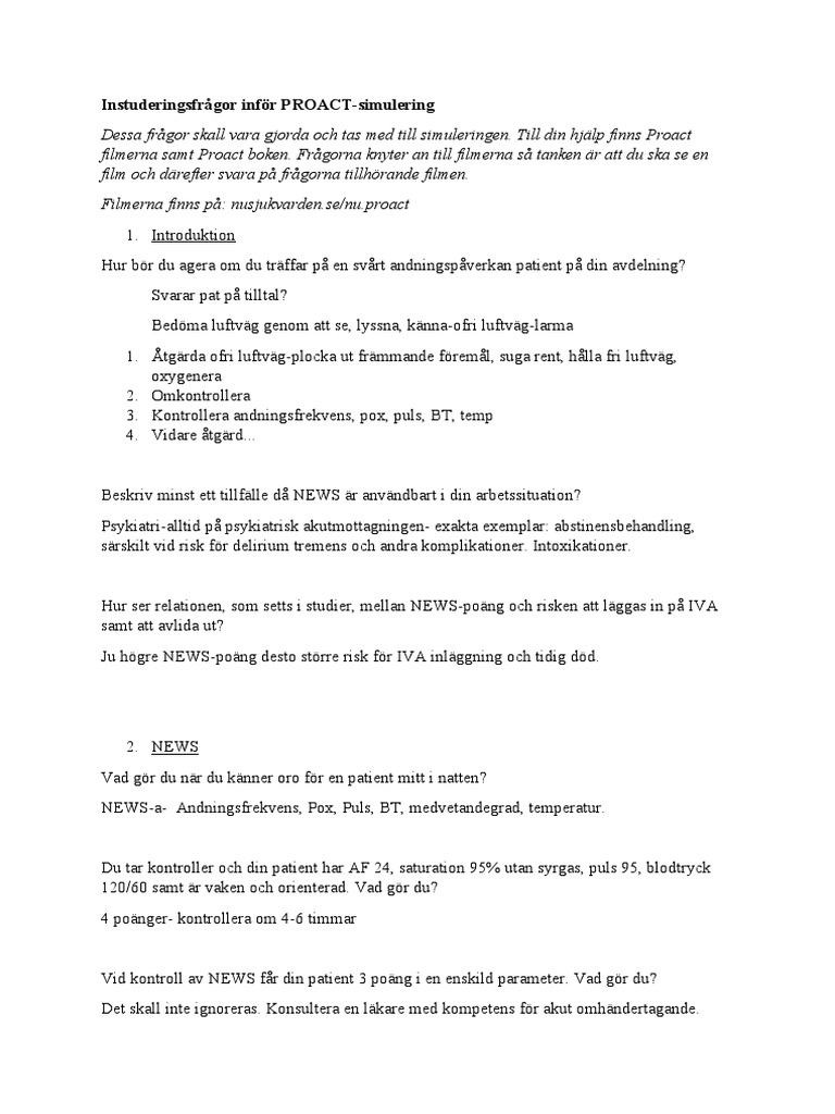Instuderingsfrågor Proact | PDF