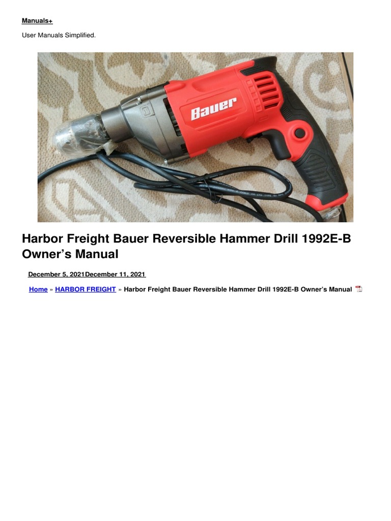 Bauer Reversible Hammer Drill 1992e B Manual PDF Drilling Drill