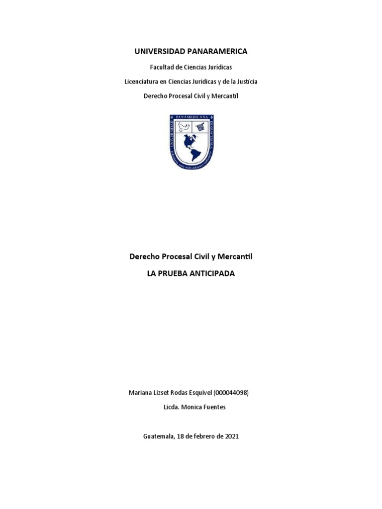 La Prueba Anticipada | PDF | Ley procesal | Procedimiento Civil