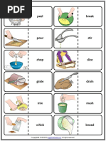 Cooking Verbs Vocabulary Esl Printable Dominoes Game for Kids