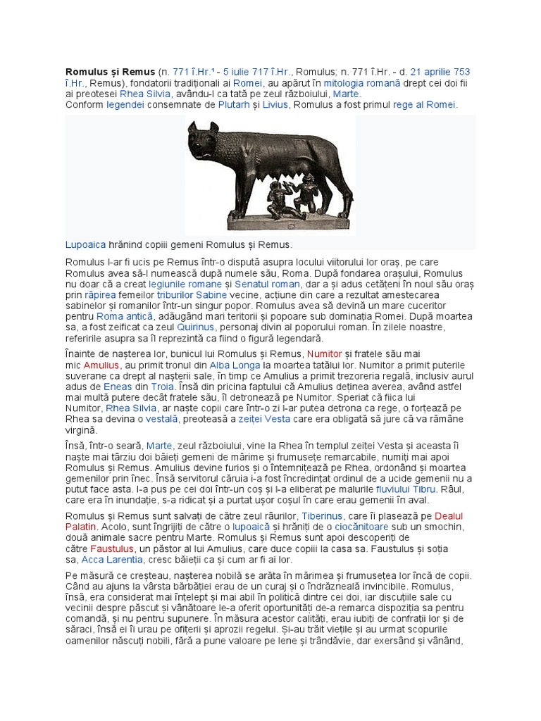 Romulus Și Remus | PDF