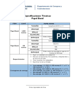 Especificacion Tecnicas Resma de Papel