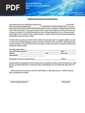 Medical and Photo Release Form