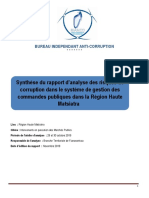 Rapport Anti Corruption Sur Les Marchés Publics Dans La Région Haute Matsiatra