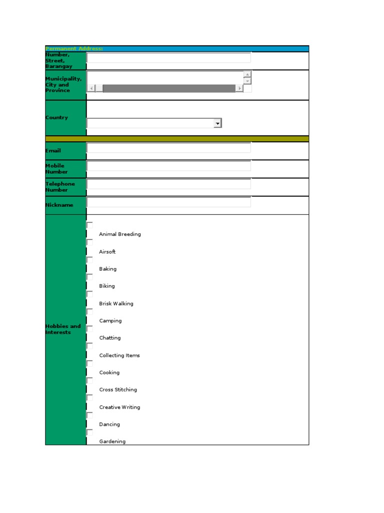 Number, Street, Barangay Municipality, City and Province: Permanent ...