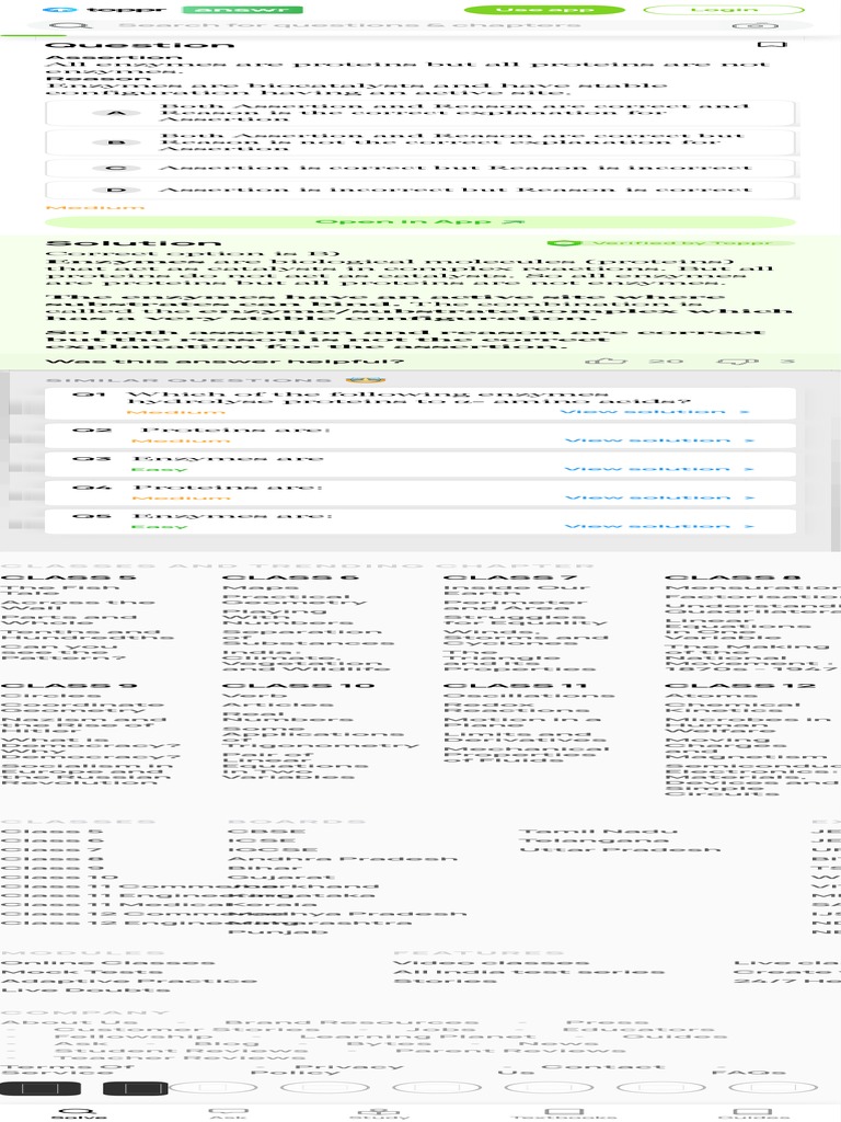 All Enzymes Are Proteins But All Proteins Are Not Enzymes PDF