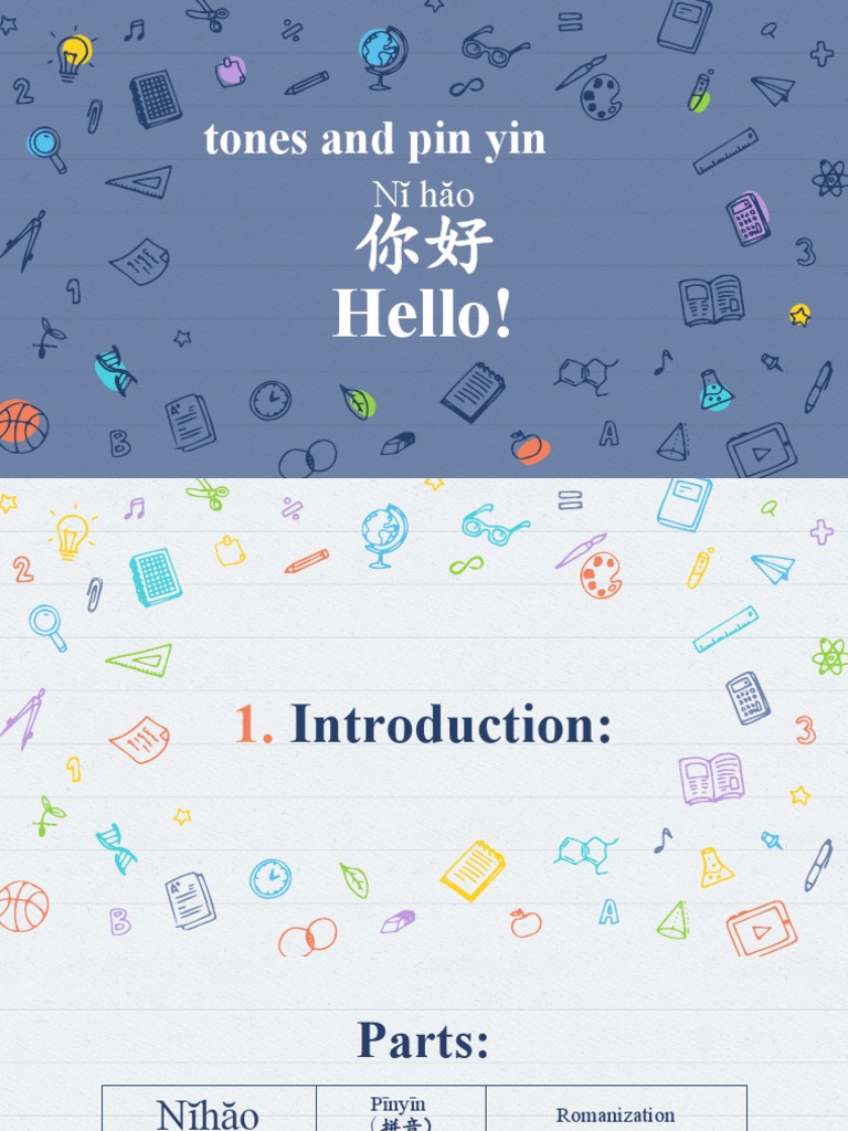 Mandarin Lesson 1 Prepared by Chu PDF Pinyin Mandarin Chinese