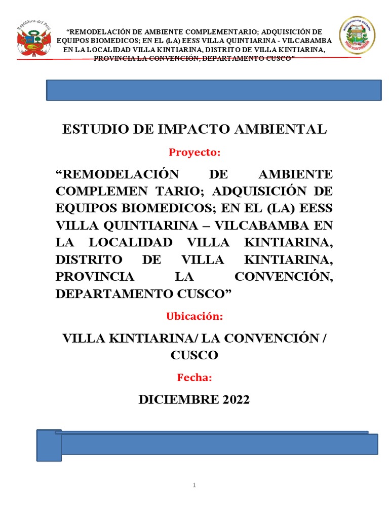 Informe de Impacto Ambiental en Villa Kintiarina | PDF | Entorno ...