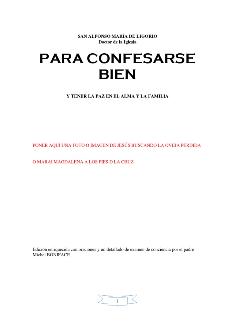 Para Confesarse Bien San Alfonso María de Ligorio P. Michel Boniface