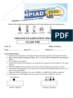 Class 8th R.P.S Olmpiad Question Paper 2022