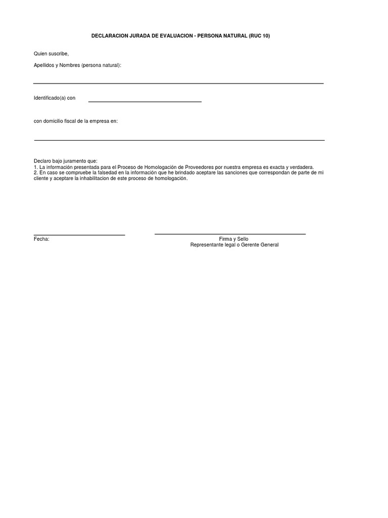 2 declaracion jurada de evaluacion persona natural ruc 10 pdf