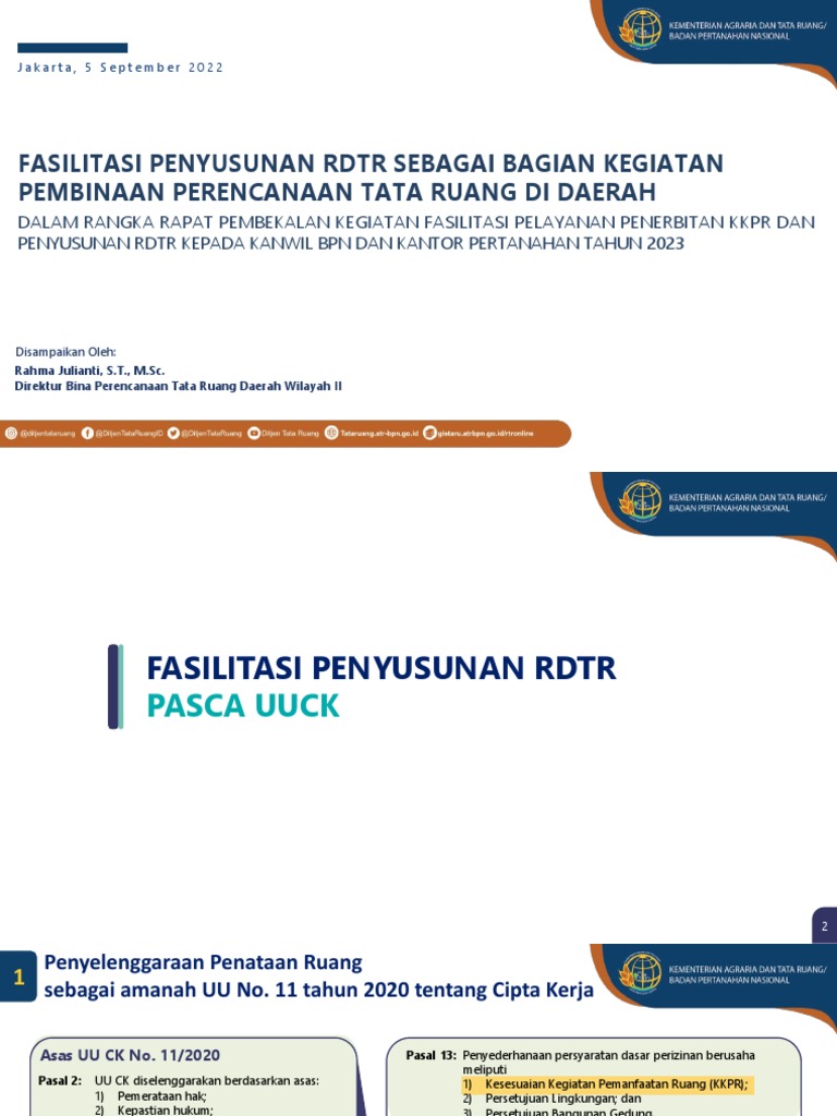 Fasilitasi Penyusunan RDTR 2023 | PDF