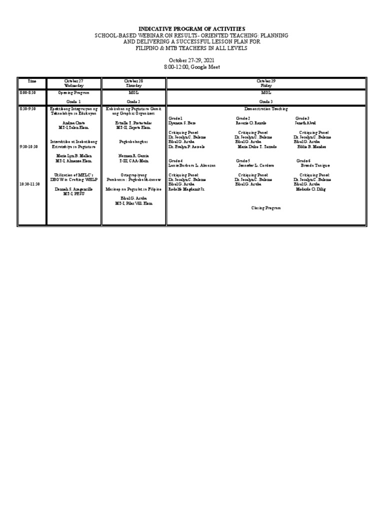 Webinar on Effective Lesson Planning | PDF