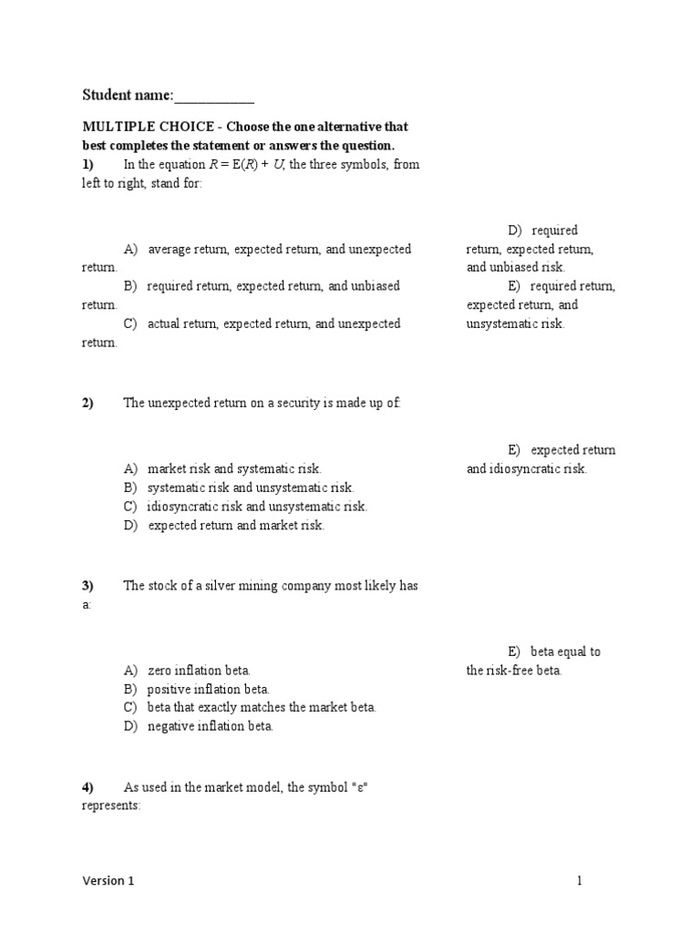 Chapter 12 Test Bank Version1 Download Free PDF Capital Asset