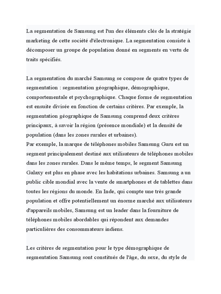 La Segmentation de Samsung Est L | PDF