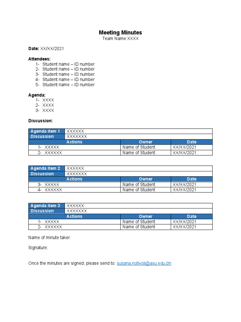 Meeting Minutes Template | PDF