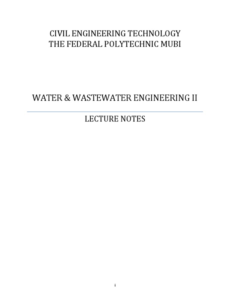 Water & Wastewater II CEC 426 Lecture Notes Updated PDF Sanitary