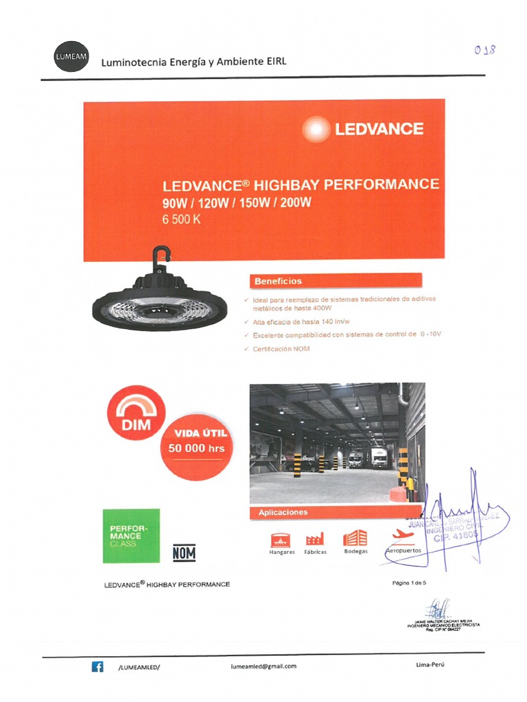 Luminaria High Bay 120W Ledvance PDF