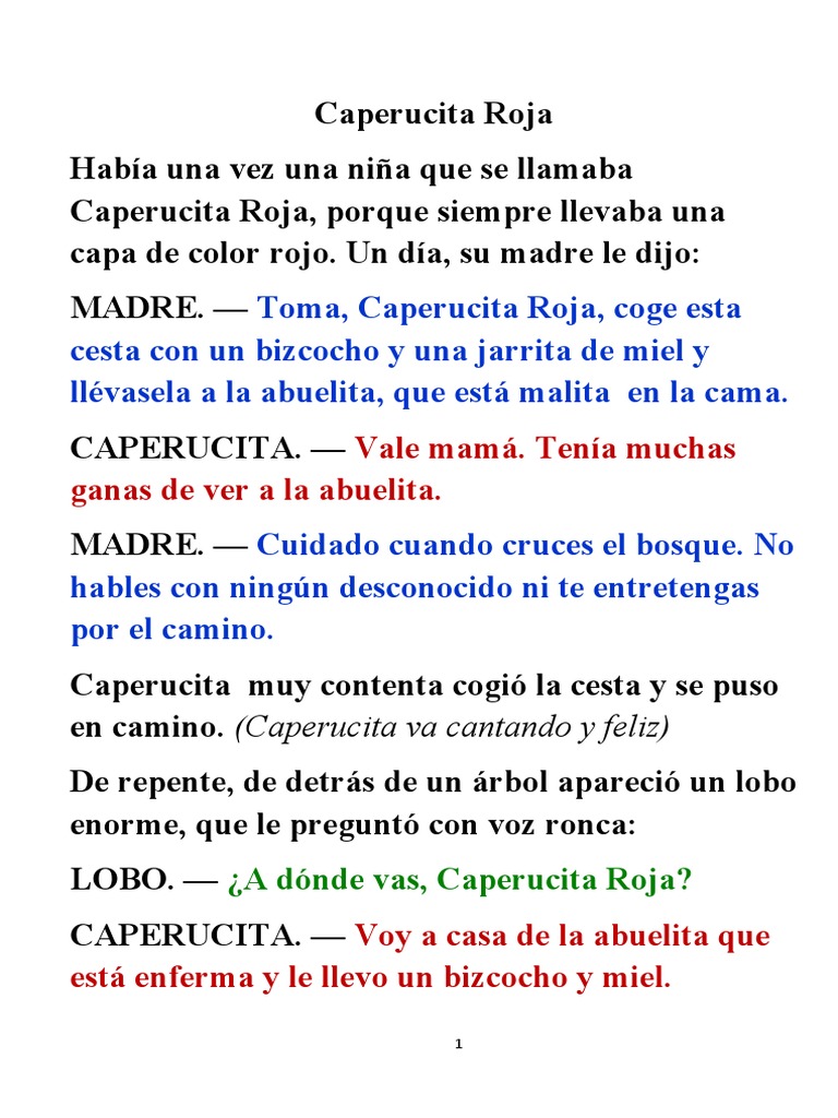 Caparucita Roja Con Diálogos | PDF
