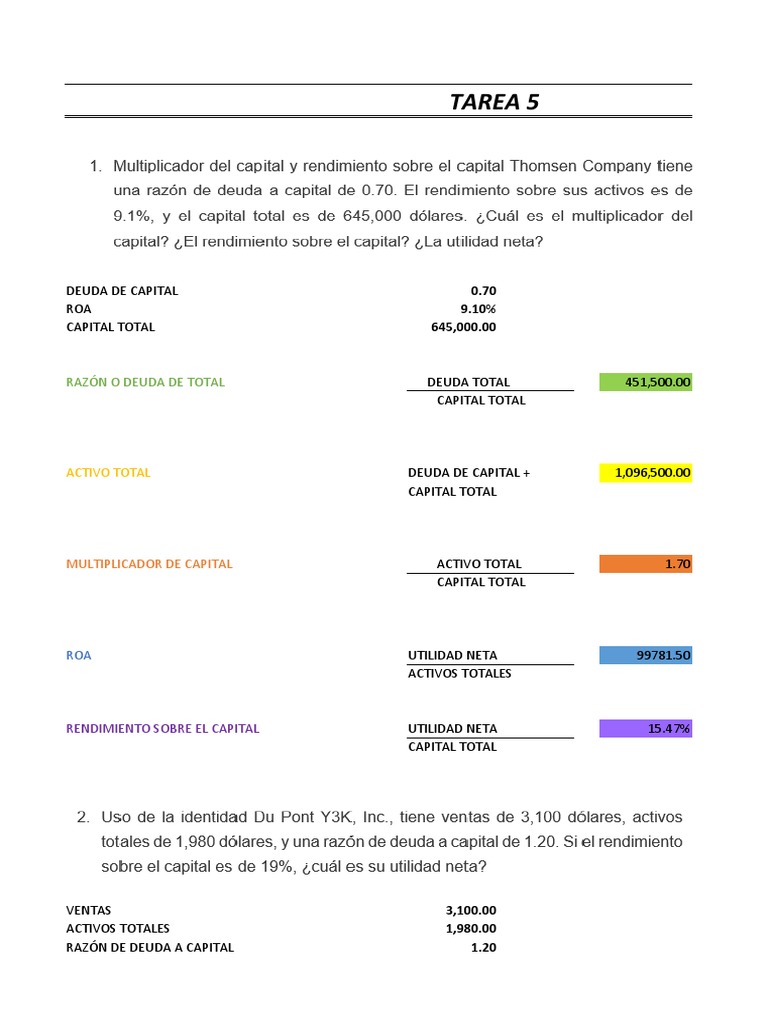 Tarea 5 Analisis Financiero | PDF | Hoja de balance | Business
