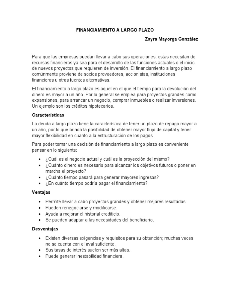 Guía de Financiamiento a Largo Plazo | PDF | Economias | Dinero