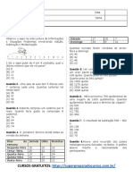 Atividade Sobre - Leitura de Informações e Situações Problemas Envolvendo Adição, Subtração e Multiplicação