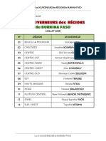 Les 13 Gouverneurs Du Burkina Faso Juillet 2018