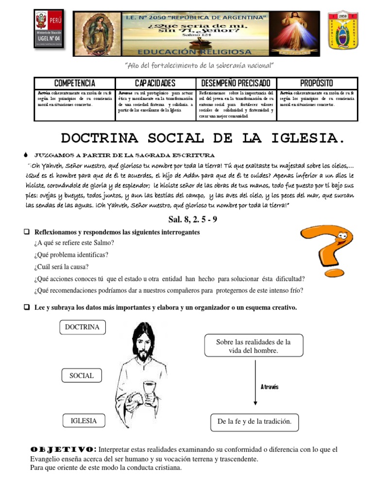 5° Ficha de La Doctrina Social de La Iglesia | PDF | Iglesia Católica ...