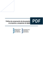 Política de Conservación de Documentos Analógicos en Proyectos y Programas de Digitalización