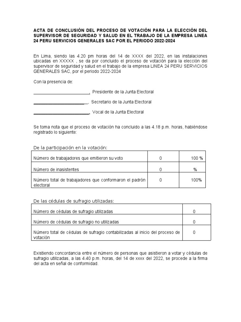 Acta de Conclusión Del Proceso | PDF