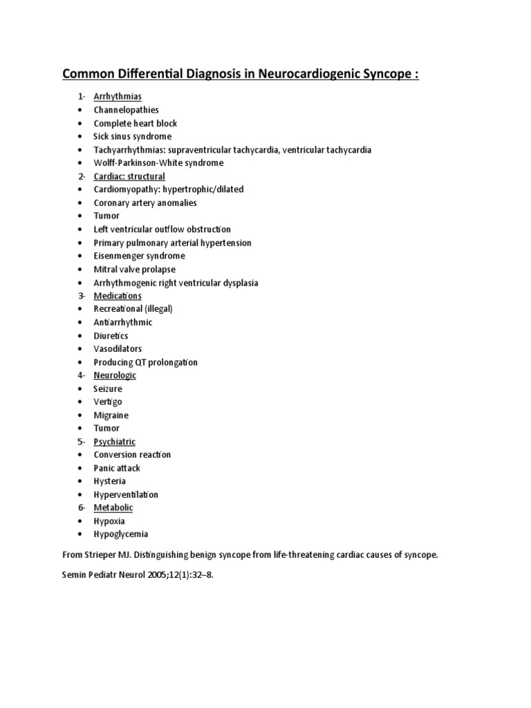 Common Differential Diagnosis in Neurocardiogenic Syncope PDF