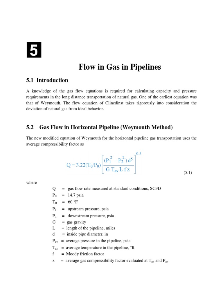 Gas Flow Equations for Pipelines | PDF | Gases | Pressure