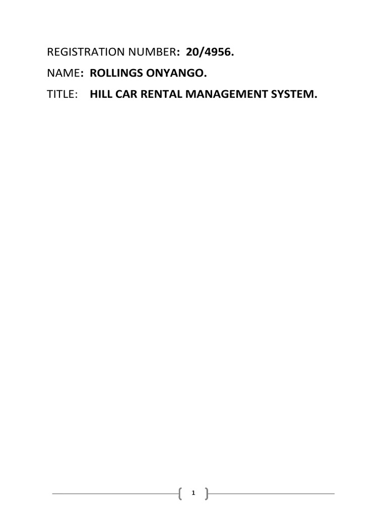 Hill Car Rental Management System Proposal | PDF | Databases | Backup
