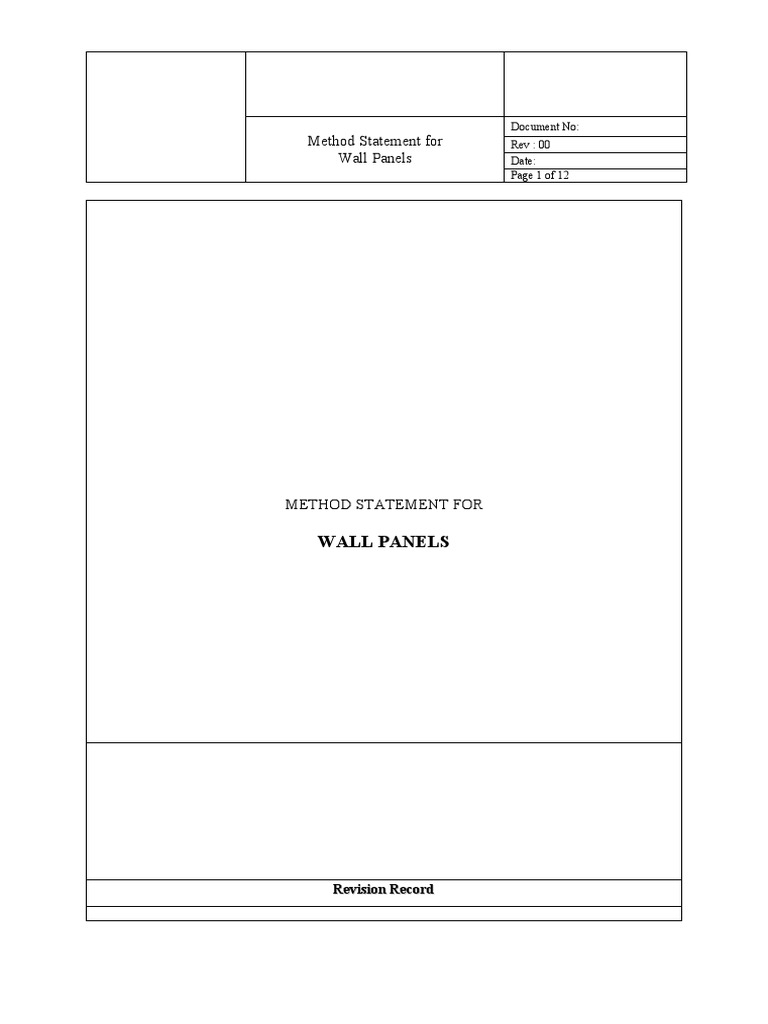 Wall Panel Installation Method Statement | PDF | Quality Assurance ...