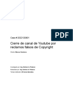 Caso #2022120801 - Marcos Caminero - Cierre de Canal de Youtube Por Falsos Reclamos de Copyright