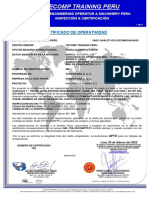 Certificado de Operatividad - Rodillo