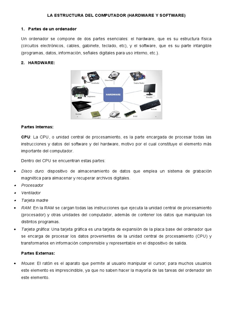 Partes y funciones de la computadora | PDF | Hardware de la computadora ...