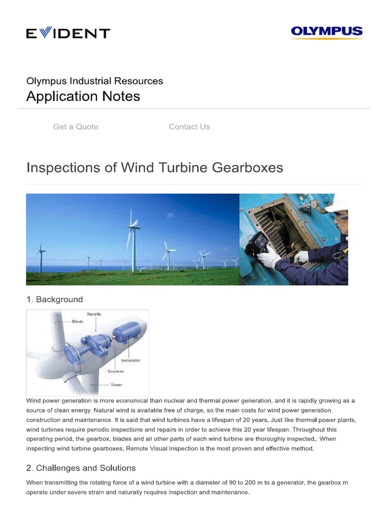 Inspections of Wind Turbine Gearboxes | PDF