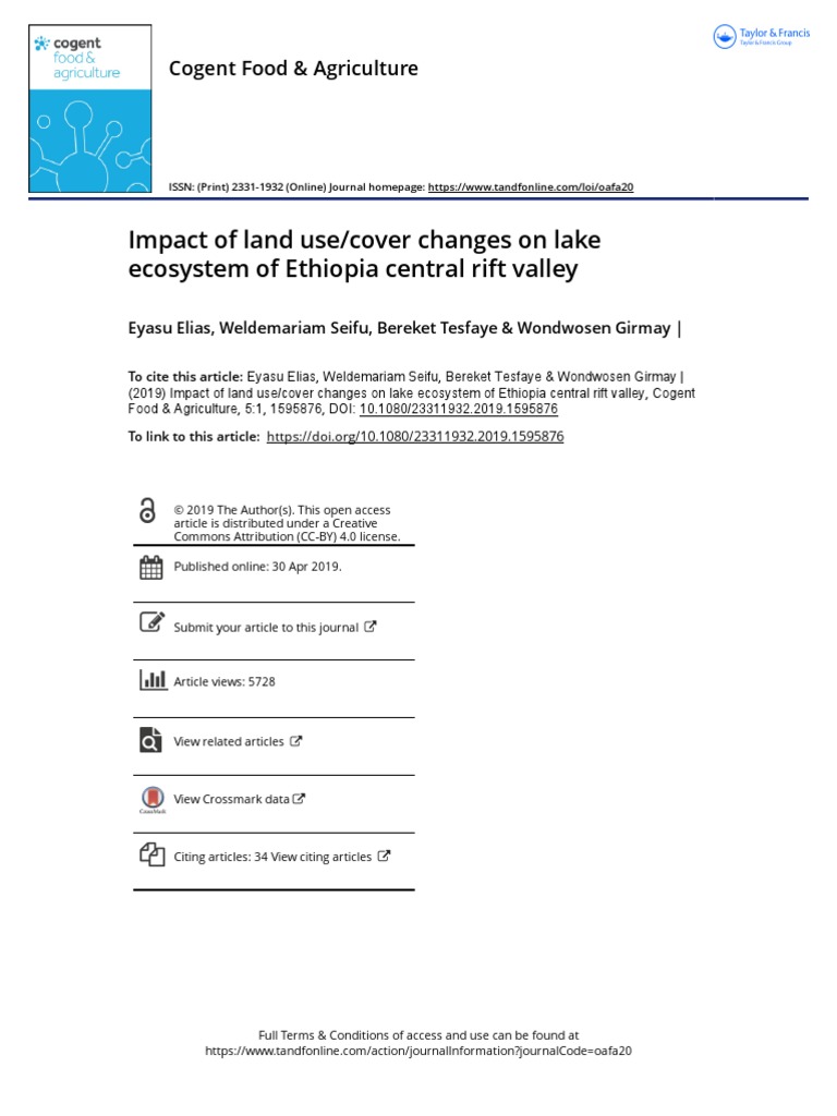 Impact of Land Use Cover Changes On Lake Ecosystem of Ethiopia Central ...