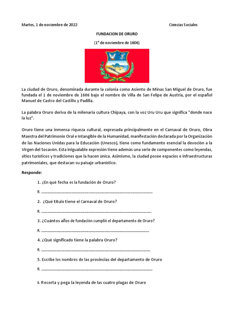 Fundacion de Oruro PDF