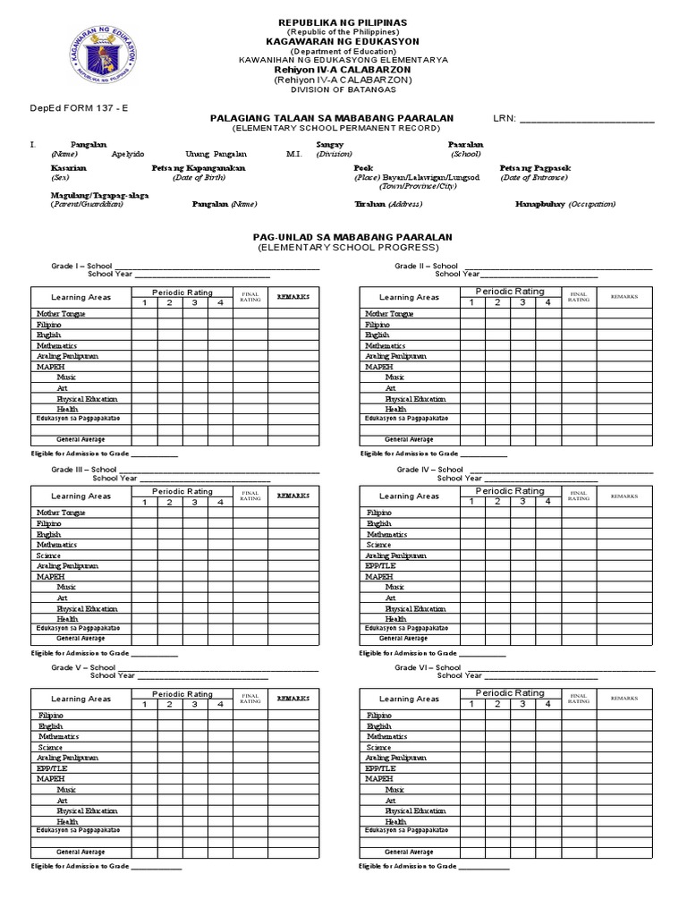 Form 137 Edited | PDF | Philippines