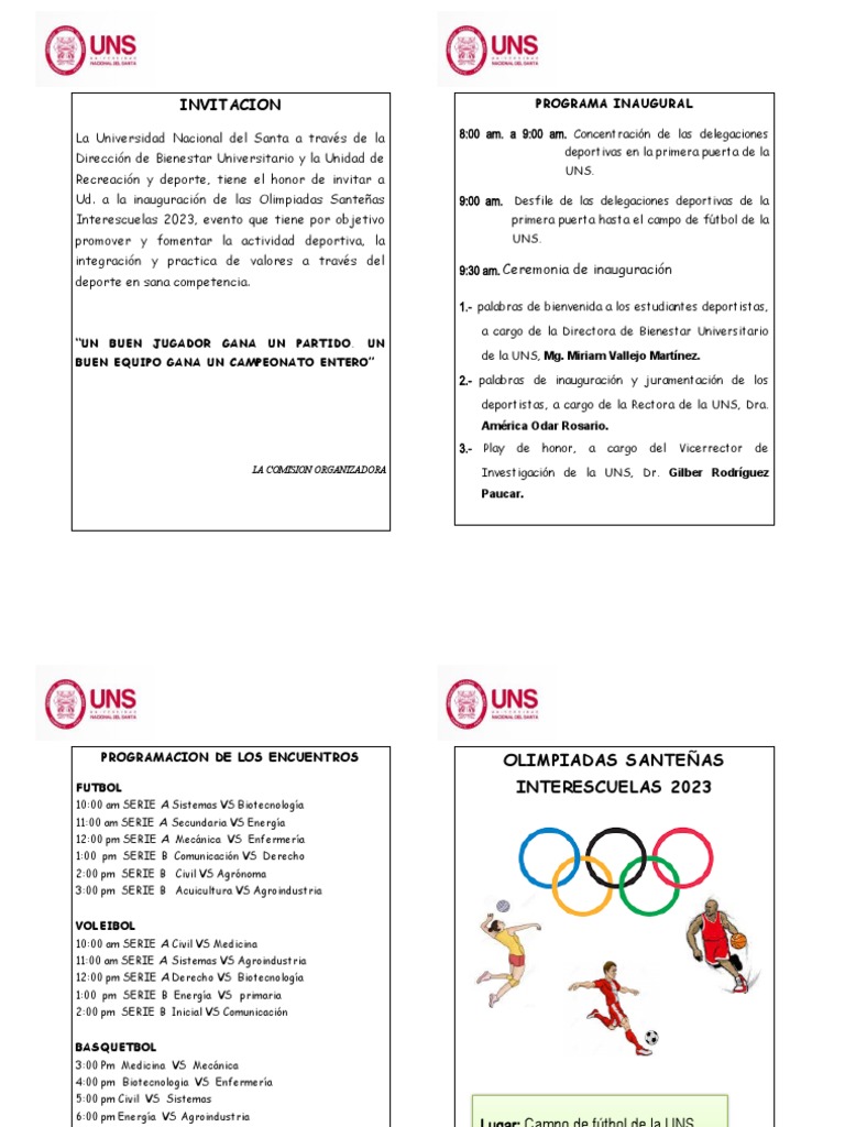 Inauguración Olimpiadas Santeñas 2023 | PDF | Deportes