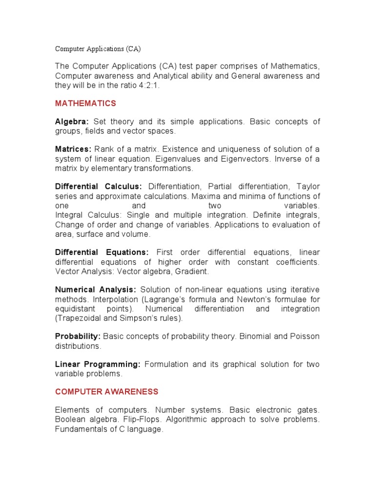 Computer Applications Test Overview | PDF | Teaching Methods ...