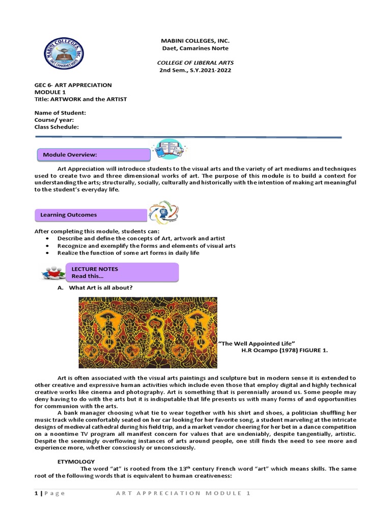 Gec 6 Module 1 | PDF | Color | The Arts