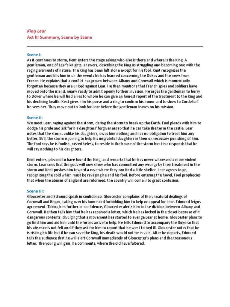 King Lear Act III: Betrayals, Storms, and Madness as Lear's Plight ...