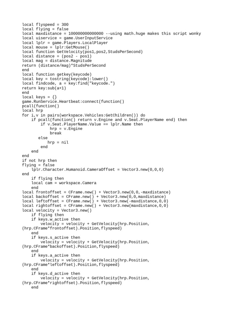 Jailbreak VEHICLE FLY SCRIPT PDF