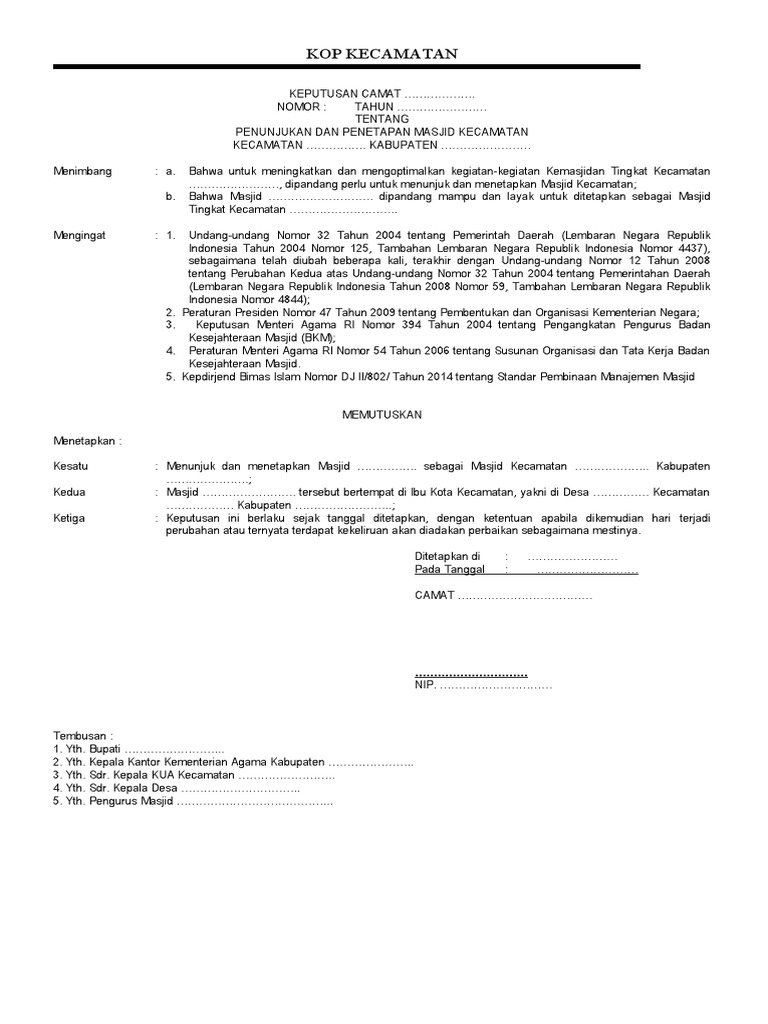 Contoh Sk Penetapan Masjid Besar Pdf