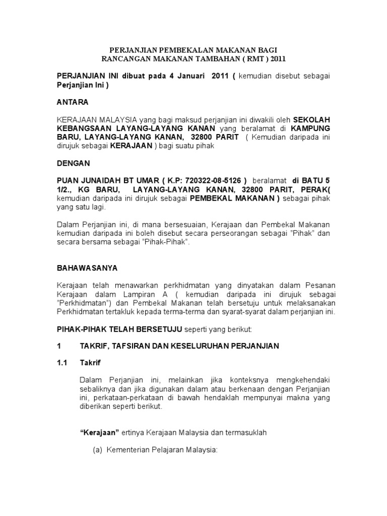 Perjanjian RMT | PDF
