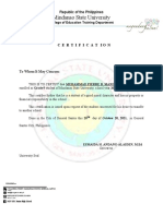 Certification For Transfer